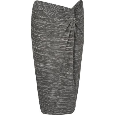 Grey twist knot pencil skirt